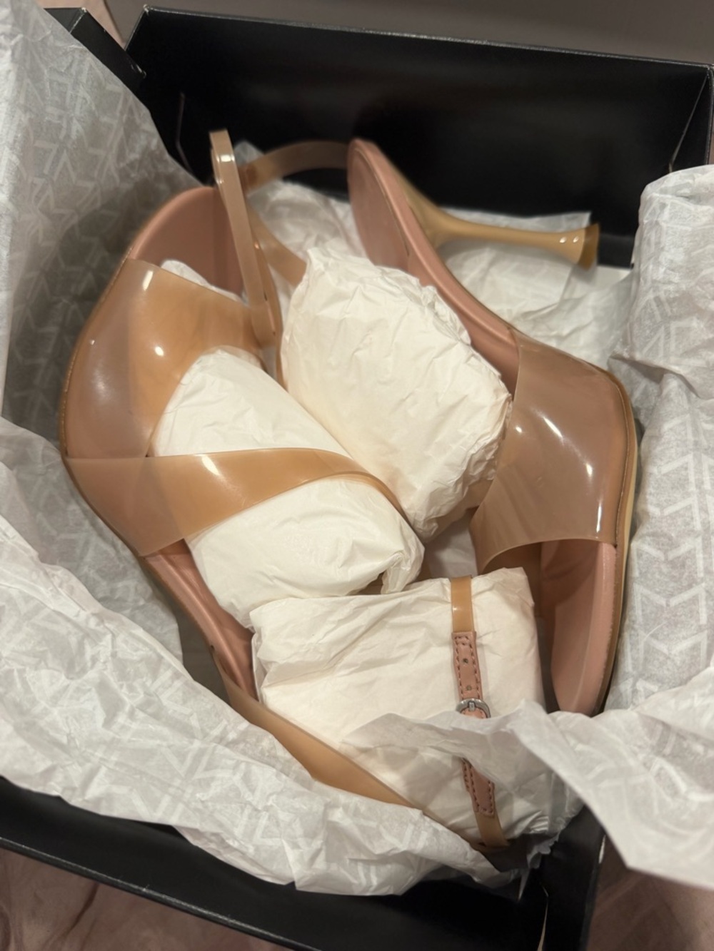 Marc Fisher Nude Clear Strap Heel Sandals claudie